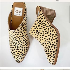 Dolce Vita Angela Leopard Stacked Heel Mules